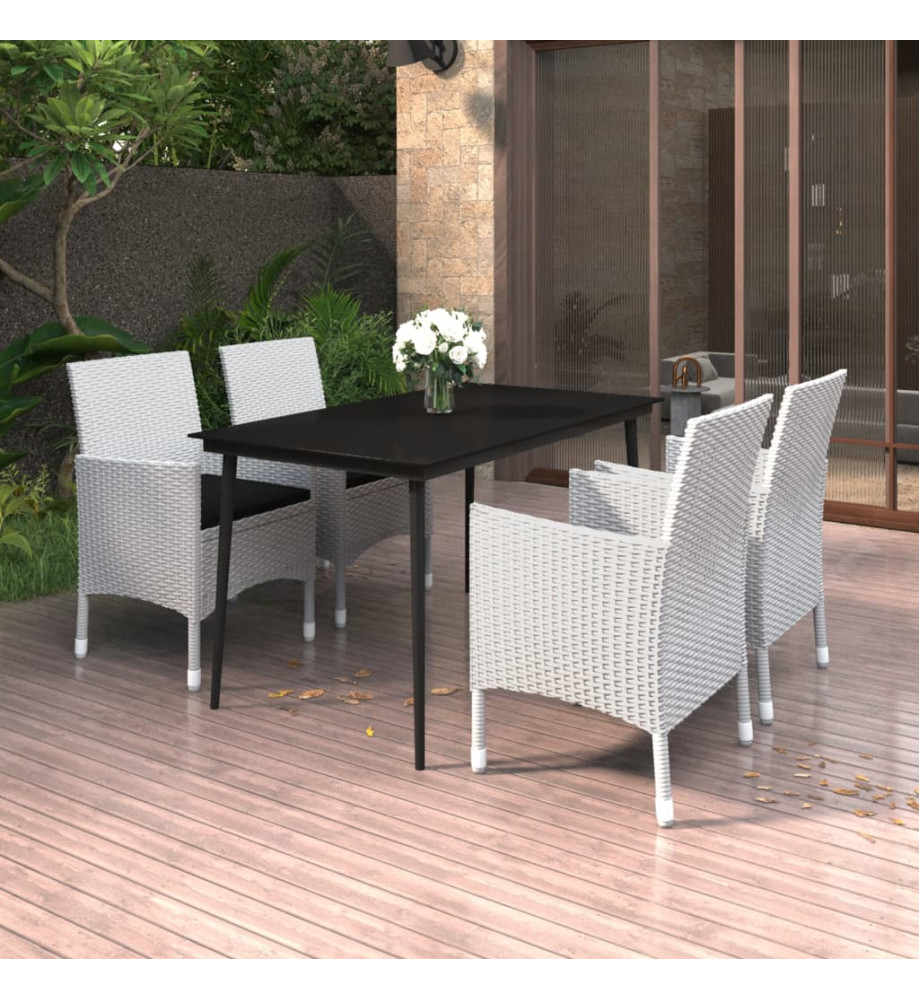 Ensemble à dîner de jardin coussins 5 pcs Résine tressée Verre Ensemble à dîner de jardin coussins 5 pcs Résine tressée Verre