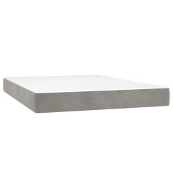 Lit à sommier tapissier et matelas Gris clair 140x190cm Velours