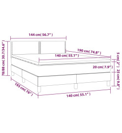Lit à sommier tapissier et matelas Gris clair 140x190cm Velours