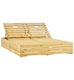 Chaise longue double et coussins vert vif Bois de pin imprégné