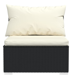 Salon de jardin 10 pcs avec coussins Noir Résine tressée