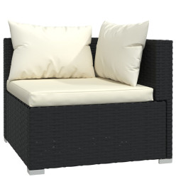 Salon de jardin 10 pcs avec coussins Noir Résine tressée