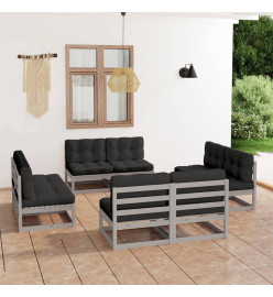 Salon de jardin 8 pcs avec coussins Bois de pin massif