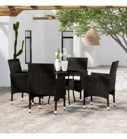 Mobilier de salle à manger de jardin 5 pcs Résine tressée Noir