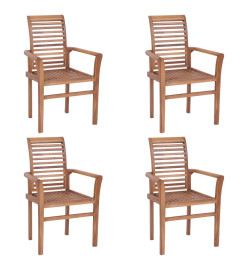 Chaises à dîner 4 pcs avec coussins anthracite Bois de teck