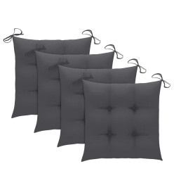 Chaises à dîner 4 pcs avec coussins anthracite Bois de teck