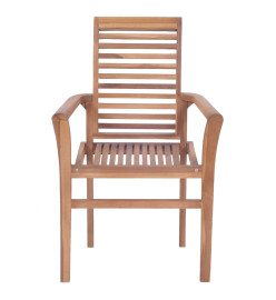 Chaises à dîner 6pcs avec coussins à carreaux rouge Teck solide