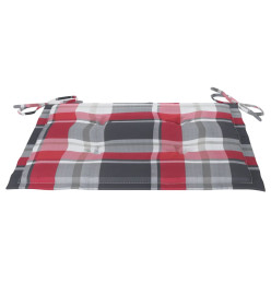 Chaises à dîner 6pcs avec coussins à carreaux rouge Teck solide