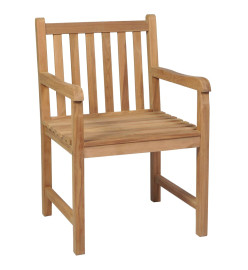 Chaises de jardin 8 pcs et coussins motif feuilles Bois de teck