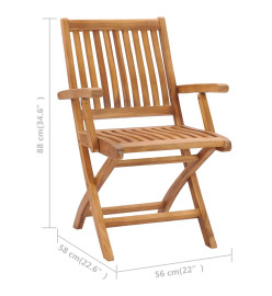 Chaises pliables de jardin avec coussins 4 pcs Teck solide