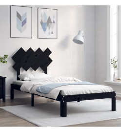 Cadre de lit avec tête de lit noir 90x200 cm bois massif