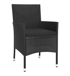 Ensemble de bistro de jardin 3 pcs coussins noir poly rotin