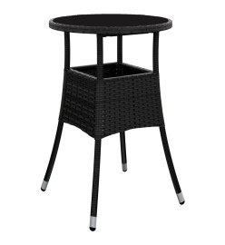 Ensemble de bistro de jardin 3 pcs coussins noir poly rotin