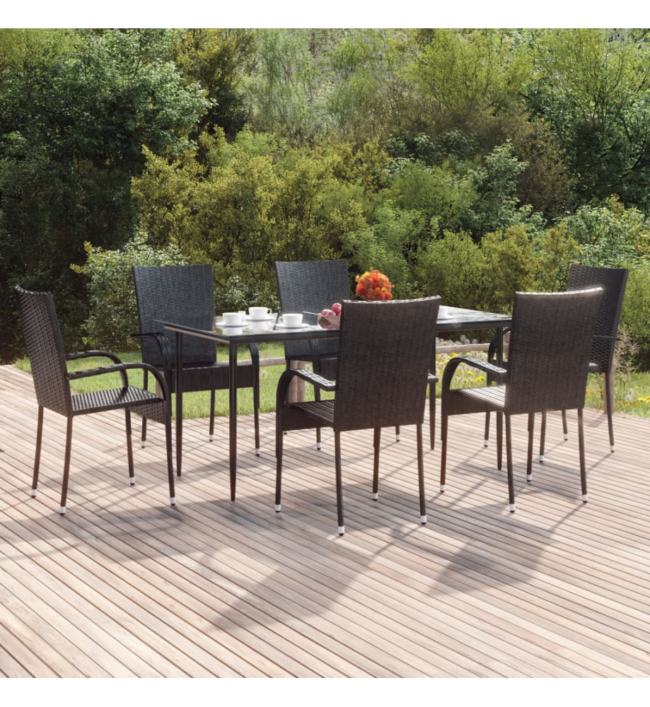 Ensemble à dîner de jardin 7 pcs Noir Résine tressée Ensemble à dîner de jardin 7 pcs Noir Résine tressée
