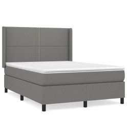 Lit à sommier tapissier avec matelas Gris foncé 140x200cm Tissu