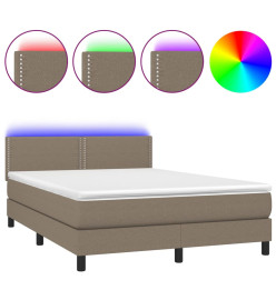 Sommier tapissier avec matelas et LED Taupe 140x200 cm Tissu