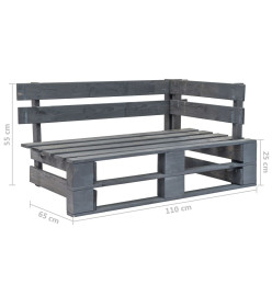 Salon de jardin palette 6pcs avec coussins Pin imprégné de gris