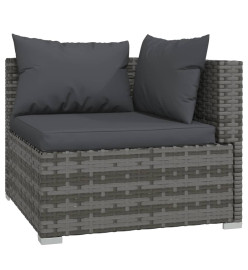 Salon de jardin 12 pcs avec coussins Gris Résine tressée