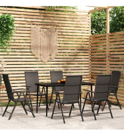 Ensemble de salle à manger de jardin 7 pcs Noir