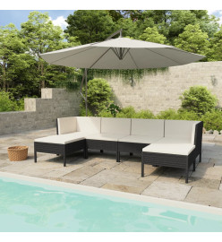 Salon de jardin 6 pcs avec coussins Résine tressée Noir