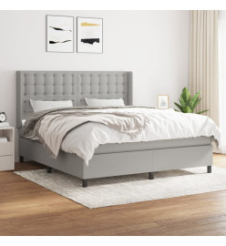 Lit à sommier tapissier avec matelas Gris clair 160x200cm Tissu