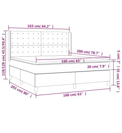 Lit à sommier tapissier avec matelas Gris clair 160x200cm Tissu