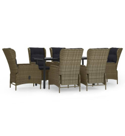 Ensemble à dîner de jardin 7 pcs Marron Résine tressée