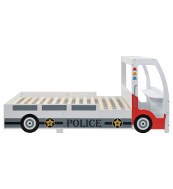 Lit voiture de police et matelas en mousse pour enfant 90x200cm