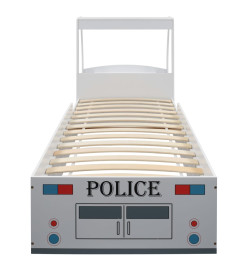 Lit voiture de police et matelas en mousse pour enfant 90x200cm