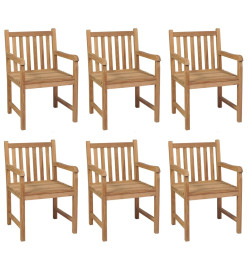 Chaises de jardin 6 pcs avec coussins gris Bois de teck solide