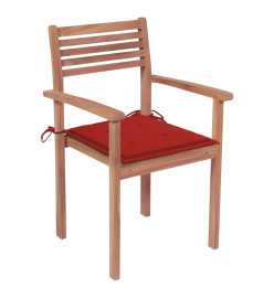 Chaises de jardin empilables avec coussins 6 pcs Teck solide