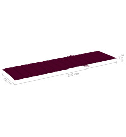 Chaise longue avec table et coussin Bois de teck solide