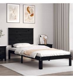 Cadre de lit avec tête de lit noir 90x200 cm bois massif