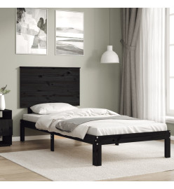 Cadre de lit avec tête de lit noir 90x200 cm bois massif