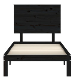 Cadre de lit avec tête de lit noir 90x200 cm bois massif