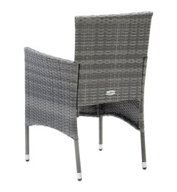 Mobilier à dîner de jardin et coussins 5pcs Résine tressée Gris