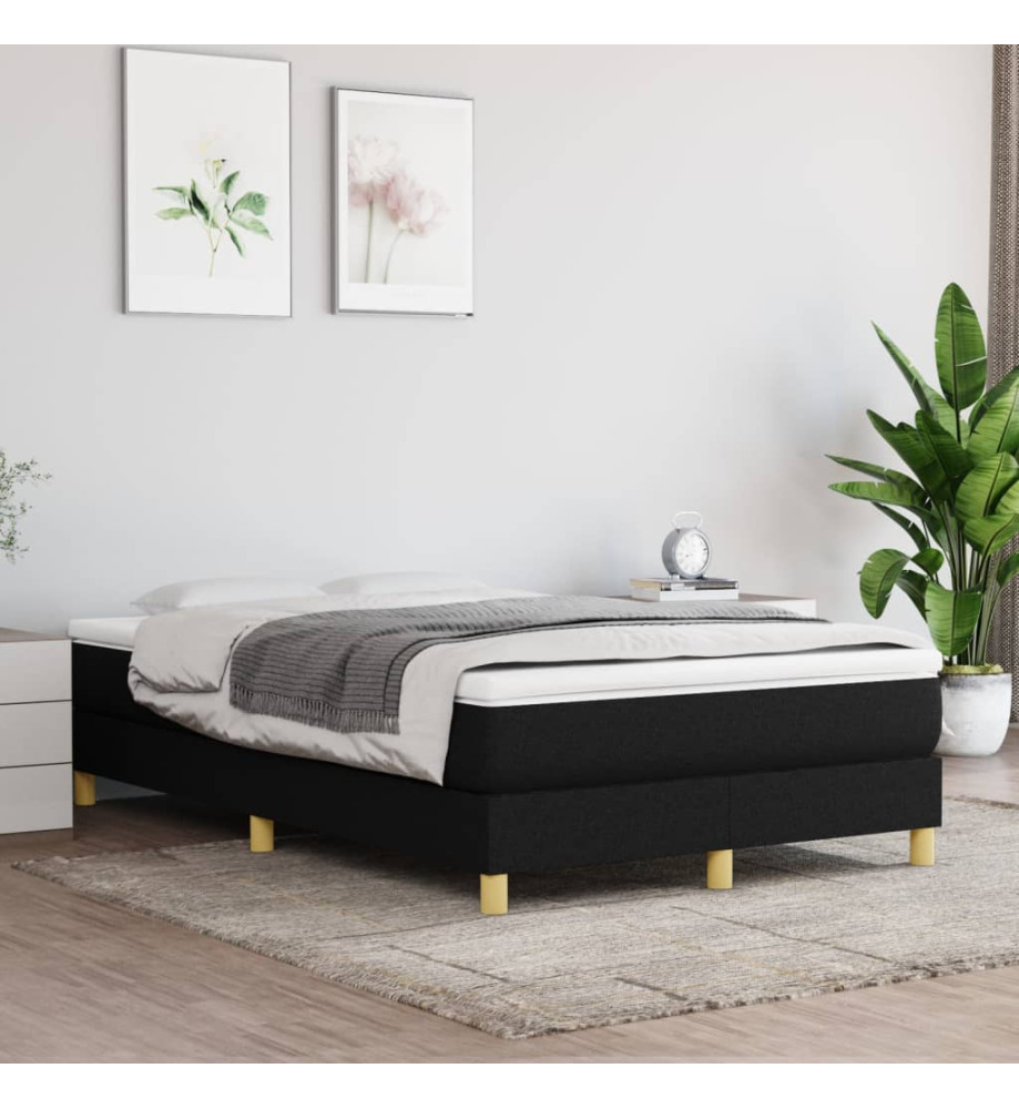 Lit à sommier tapissier avec matelas Noir 120x200 cm Tissu Lit à sommier tapissier avec matelas Noir 120x200 cm Tissu