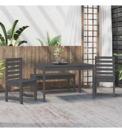 Ensemble à dîner de jardin 4 pcs gris bois massif de pin
