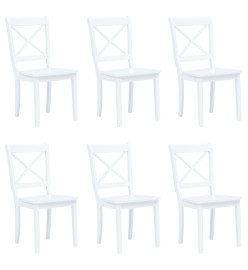 Chaises à manger lot de 6 blanc bois d'hévéa massif