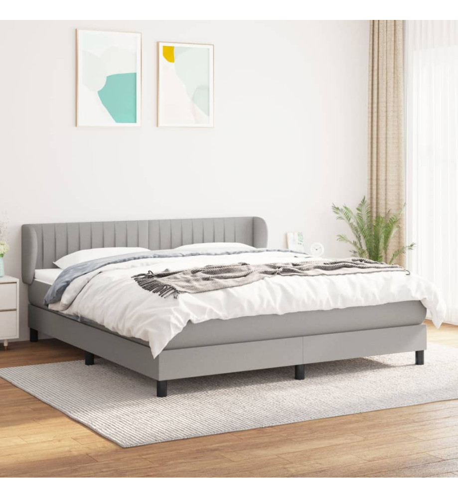 Lit à sommier tapissier avec matelas Gris clair 180x200cm Tissu Lit à sommier tapissier avec matelas Gris clair 180x200cm Tissu