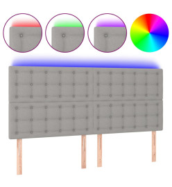Tête de lit à LED Gris clair 160x5x118/128 cm Tissu