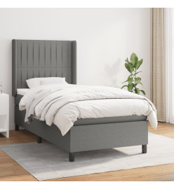 Lit à sommier tapissier avec matelas Gris foncé 90x200 cm Tissu