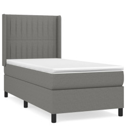 Lit à sommier tapissier avec matelas Gris foncé 90x200 cm Tissu