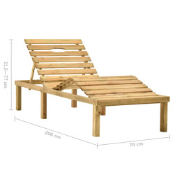 Chaise longue avec coussin bleu Bois de pin imprégné