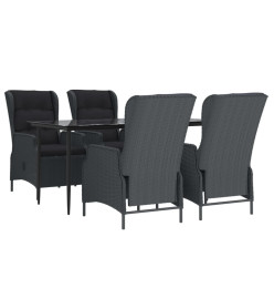 Ensemble à dîner de jardin 5 pcs Gris foncé Résine tressée