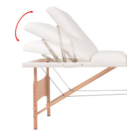 Table de massage pliable à 3 zones 10 cm d'épaisseur Blanc