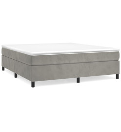Lit à sommier tapissier et matelas Gris clair 200x200cm Velours