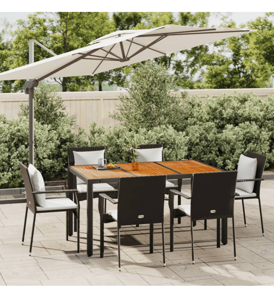 Ensemble à dîner de jardin et coussins 7pcs Noir Résine tressée Ensemble à dîner de jardin et coussins 7pcs Noir Résine tressée