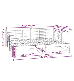 Lit coulissant Bois de pin solide 2x(90x200) cm