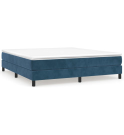 Lit à sommier tapissier et matelas Bleu foncé 160x200cm Velours